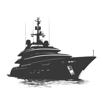 AI generated Silhouette yacht or boat black color only png