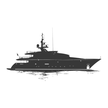 AI generated Silhouette yacht or boat black color only png