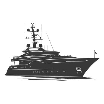 AI generated Silhouette yacht or boat black color only png