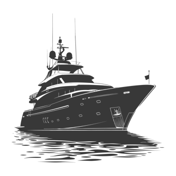 AI generated Silhouette yacht or boat black color only png