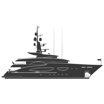 AI generated Silhouette yacht or boat black color only png