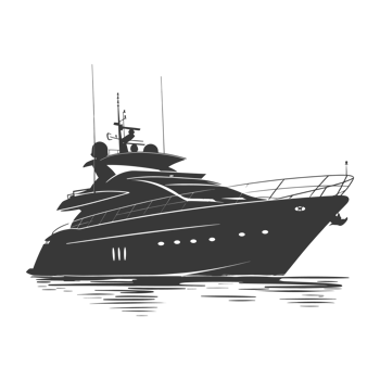 AI generated Silhouette yacht or boat black color only png