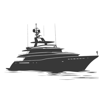 AI generated Silhouette yacht or boat black color only png