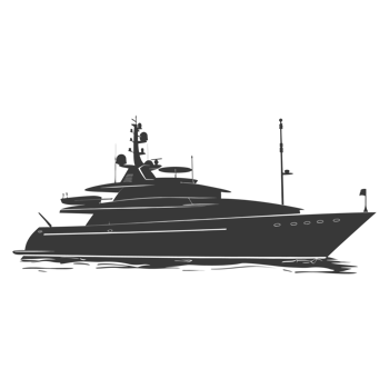 AI generated Silhouette yacht or boat black color only png
