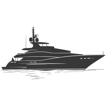 AI generated Silhouette yacht or boat black color only png