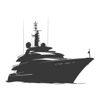 AI generated Silhouette yacht or boat black color only png
