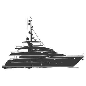 AI generated Silhouette yacht or boat black color only png