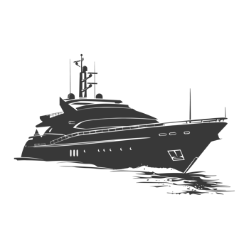 AI generated Silhouette yacht or boat black color only png