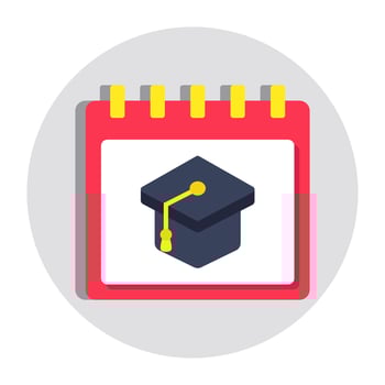 Calendar and mortarboard, icon of study schedule vector