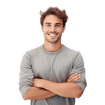 AI generated Portrait of handsome smiling young man with folded arms isolated png