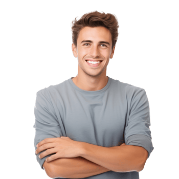 AI generated Portrait of handsome smiling young man with folded arms isolated png