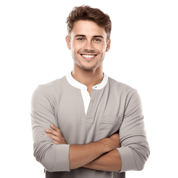 AI generated Portrait of handsome smiling young man with folded arms isolated png