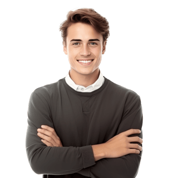 AI generated Portrait of handsome smiling young man with folded arms isolated png
