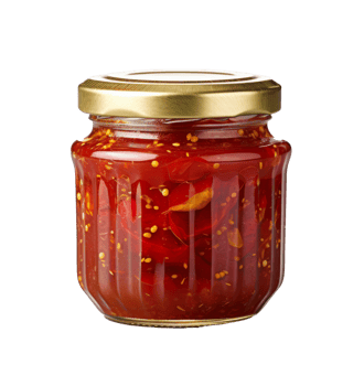 AI generated a jar containing sauce with chili in it png