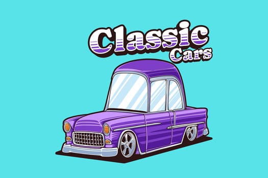 Vintage Classic Car Illustration. Retro Car With Cartoon Style. Transportation Illustration Design vector