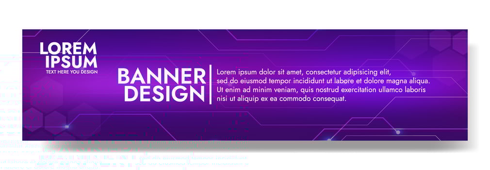 Gradient Digital technology banner. Futuristic banner for various design projects such as websites, presentations, print materials, social media posts vector