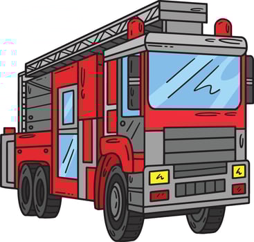 Firefighter Truck Cartoon Colored Clipart vector
