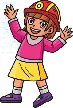 Child with Firefighter Hat Cartoon Colored Clipart vector