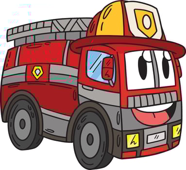 Firefighter Truck Toy Cartoon Colored Clipart vector