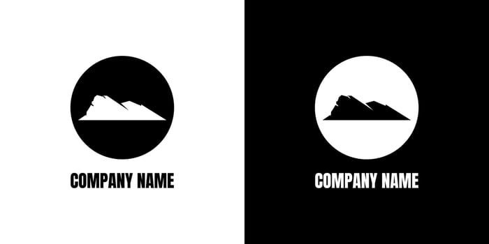 Mountain circle silhouette logo illustration. for outdoor adventure emblem badge vector