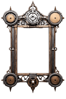 AI generated Old Iron Frame, Steampunk Border Png Transparent Background