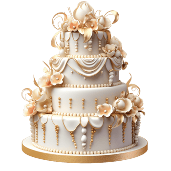 AI generated Beautiful decorated fondant cake isolated on transparent background png