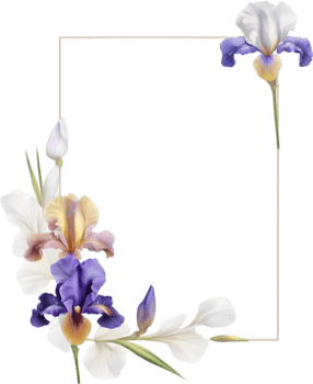 AI generated Colorful painting of Iris floral frame. png