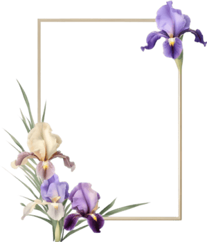 AI generated Colorful painting of Iris floral frame. png