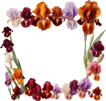 AI generated Colorful painting of Iris floral frame. png