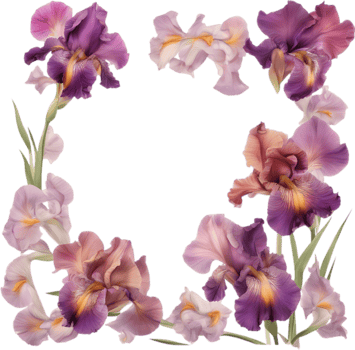 AI generated Colorful painting of Iris floral frame. png