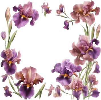 AI generated Colorful painting of Iris floral frame. png