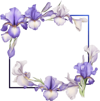 AI generated Colorful painting of Iris floral frame. png