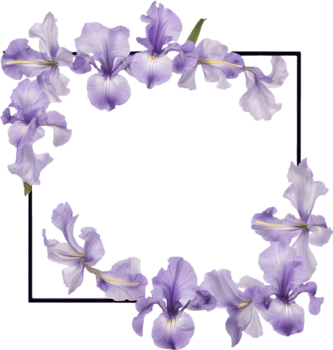 AI generated Colorful painting of Iris floral frame. png
