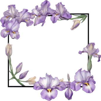 AI generated Colorful painting of Iris floral frame. png