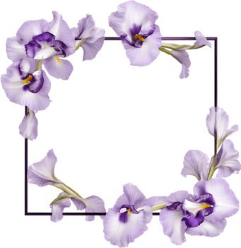 AI generated Colorful painting of Iris floral frame. png