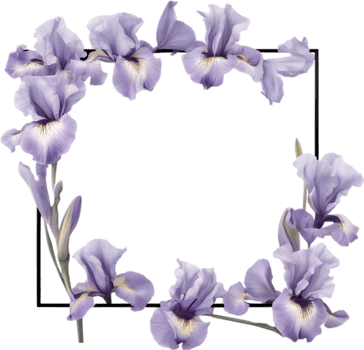 AI generated Colorful painting of Iris floral frame. png