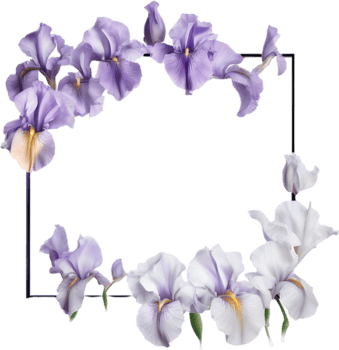 AI generated Colorful painting of Iris floral frame. png
