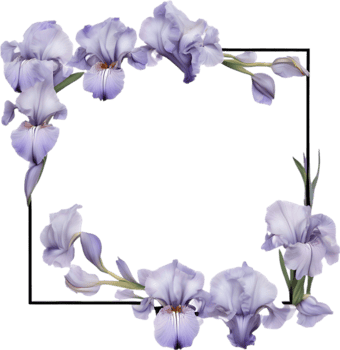 AI generated Colorful painting of Iris floral frame. png
