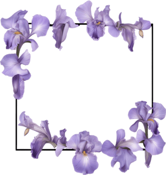 AI generated Colorful painting of Iris floral frame. png