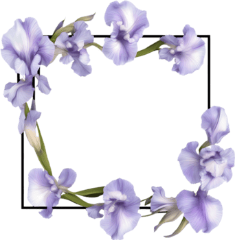 AI generated Colorful painting of Iris floral frame. png