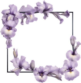 AI generated Colorful painting of Iris floral frame. png