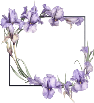 AI generated Colorful painting of Iris floral frame. png