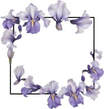 AI generated Colorful painting of Iris floral frame. png