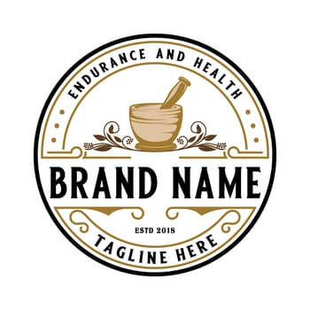 pharmacy vintage logo. mortar and pestle concept for drugstore, medical, therapeutic care, and more. vector