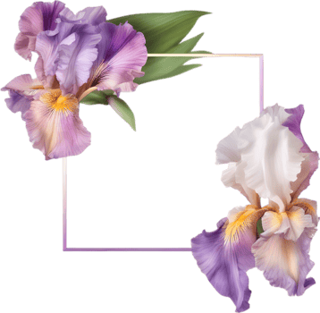 AI generated Colorful painting of Iris floral frame. png