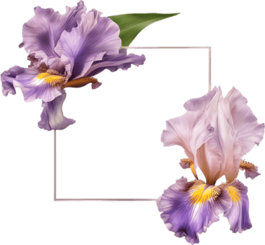 AI generated Colorful painting of Iris floral frame. png