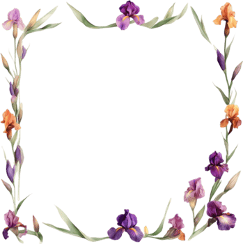 AI generated Colorful painting of Iris floral frame. png