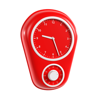 red clock on transparent background png