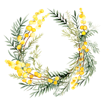 AI generated Cozy Watercolor Mimosa Blooms Clipart png