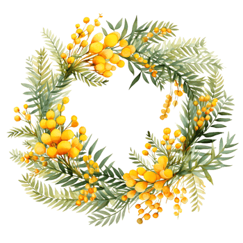 AI generated Pastel Mimosa Blooms in Watercolor png